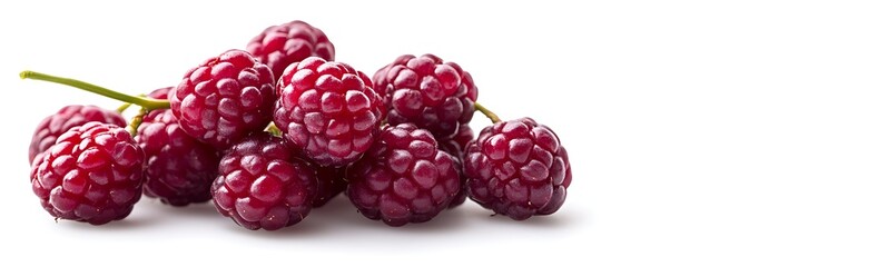 Fresh raspberries arranged neatly on a white background.