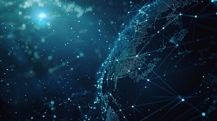 Fototapeta premium Abstract world map with global network and connectivity. Digital technology. Futuristic global technology. Global connectivity. Digital planet Earth. 