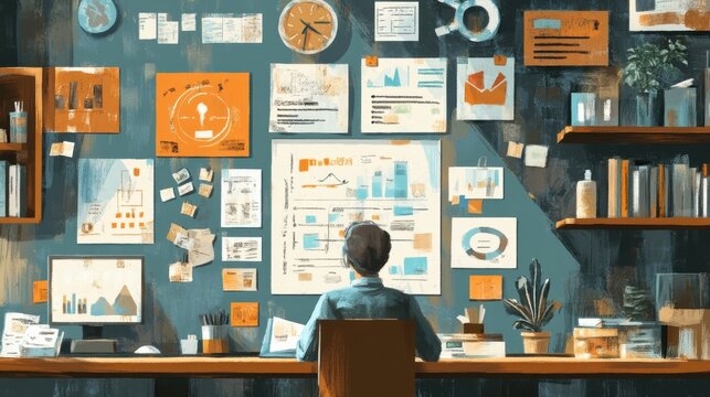 Financial literacy visualization showing business success strategies, goal setting, and budgeting tips