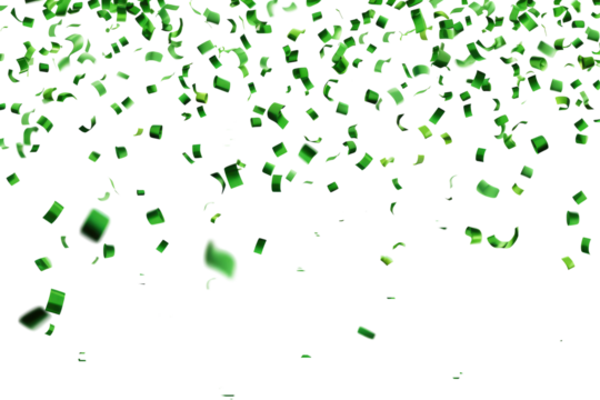 green confetti on transparent background