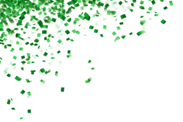 green confetti on transparent background