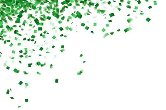 green confetti on transparent background