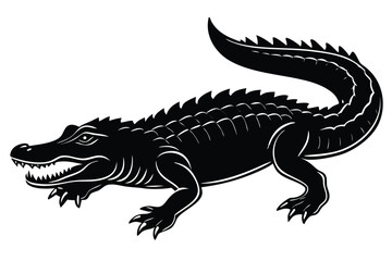 Fototapeta premium Alligator vector silhouette illustration black color