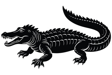 Fototapeta premium Alligator vector silhouette illustration black color