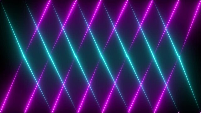 Abstract neon glowing line loop animation with transparent background. Animated fluorescent frame background Colorful laser border display seamless Futuristic lighting effects isolated from black Club