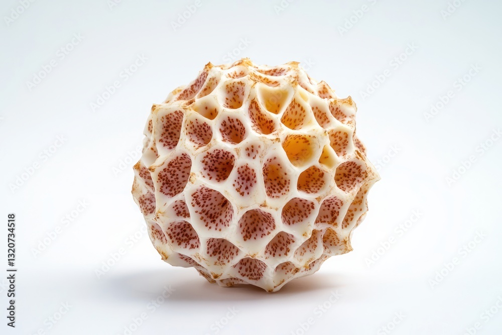 Fototapete Exotic organic object displaying honeycomb structure against a clean white background minimal aesthetic