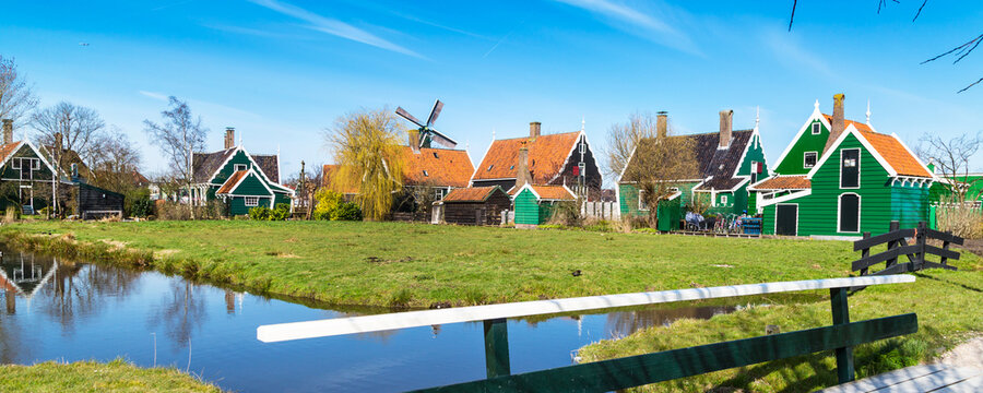 Panorama with windmills, Holland