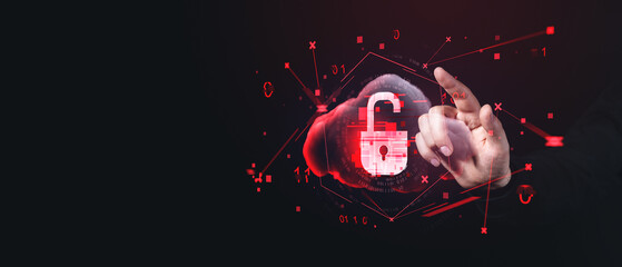 Digital Lock on Cloud Background.