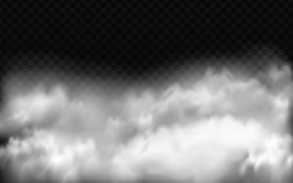 Ground fog vector, thick layer of smoke or mist.  Misty, atmospheric design.  Transparent background overlay.  Realistic, dense texture.  Perfect for special effects, landscape graphics, and creating 
