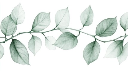 Delicate sage green leaf branch illustration, perfect for seamless patterns or elegant designs
