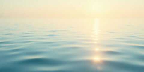 Obraz premium Serene Sunset Glimmer on Calm Water Surface, Gentle Waves Reflecting Golden Light, Peaceful Aquatic Scene