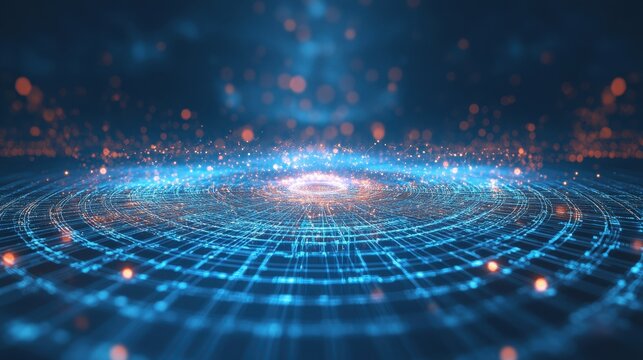 A futuristic global blockchain network with nodes and encrypted smart contract transactions