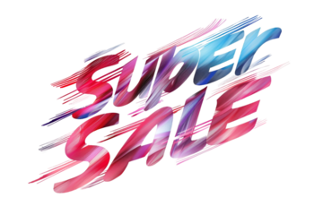 Super Sale with Motion Blur Dynamic Text Isolated on Transparent Background