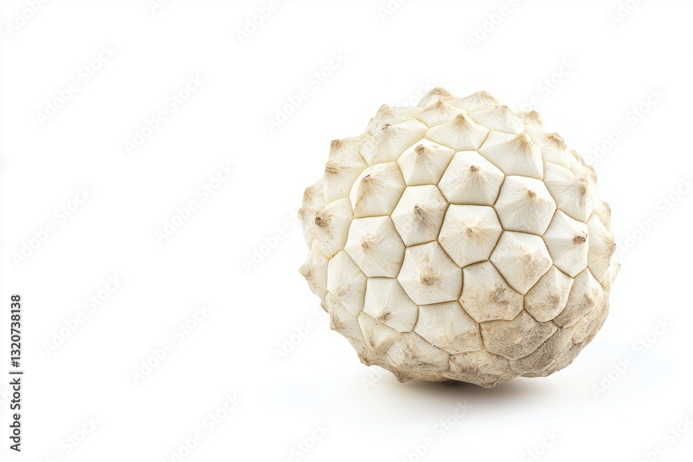 Poster close up of a annona reticulata fruit with an unique shape on a pure white background studio shot