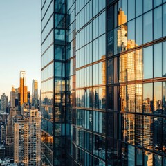 skyscraper, city, architecture, skyline, sunset, urban, reflection, modern, glass, business, high-rise, office, finance, luxury, corporate, contemporary, downtown, development, metropolitan, economy