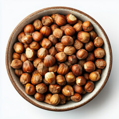 Fototapeta premium Close-up of a bowl filled with whole, unpeeled walnuts, showcasing their textured surface and natural color variation.