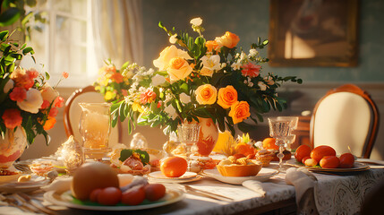 A heartfelt Easter dinner, with families enjoying each other&rsquo;s company and celebrating the spirit of togetherness.