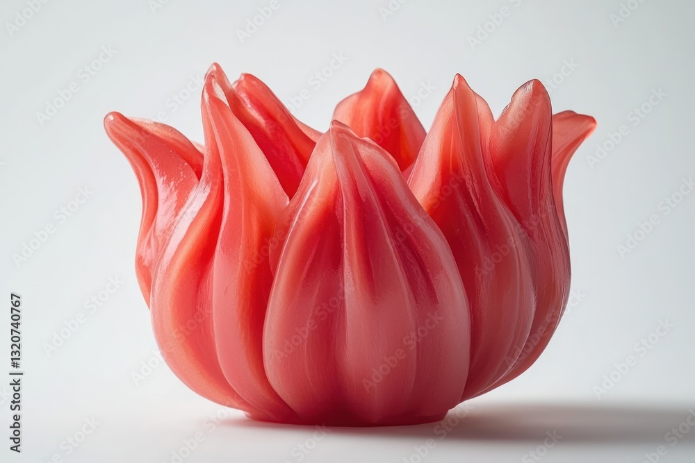 Aufkleber Elegant red tulip vase on soft white backdrop close up shot accentuating its beautiful petal structure