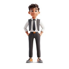 Obraz premium Smiling Businessman in Business Attire Standing in Office