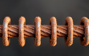 Rusty Metal Rod with Coils Close Up