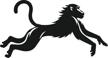 Baboon mid leap, arms and legs stretched out animal vector