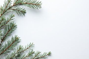 Obraz premium Winter Wonderland A Snowy Evergreen Branch Frame for Festive Designs and Winter Greetings