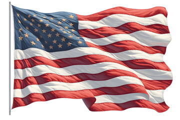 Obraz premium American flag close up on white background. Memorial Day or 4th of July, American Independence Day
