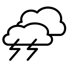 Storm Cloud Lightning Line Icon