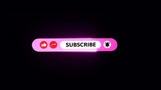 subscribe button with neon pink glow on a black background