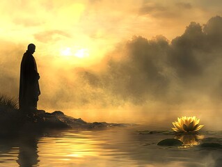 Silent Contemplation – A Monk’s Reflection by the Sacred Waters