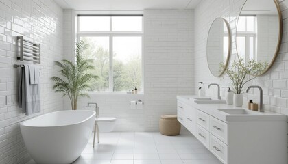 Bright and airy bathroom featuring clean lines, modern fixtures, and a soothing color palette. A harmonious blend of style and function.