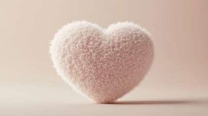 Fototapeta premium Fluffy pink heart on pale background