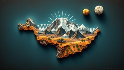 Pixel Art Mountain Landscape Miniature Model