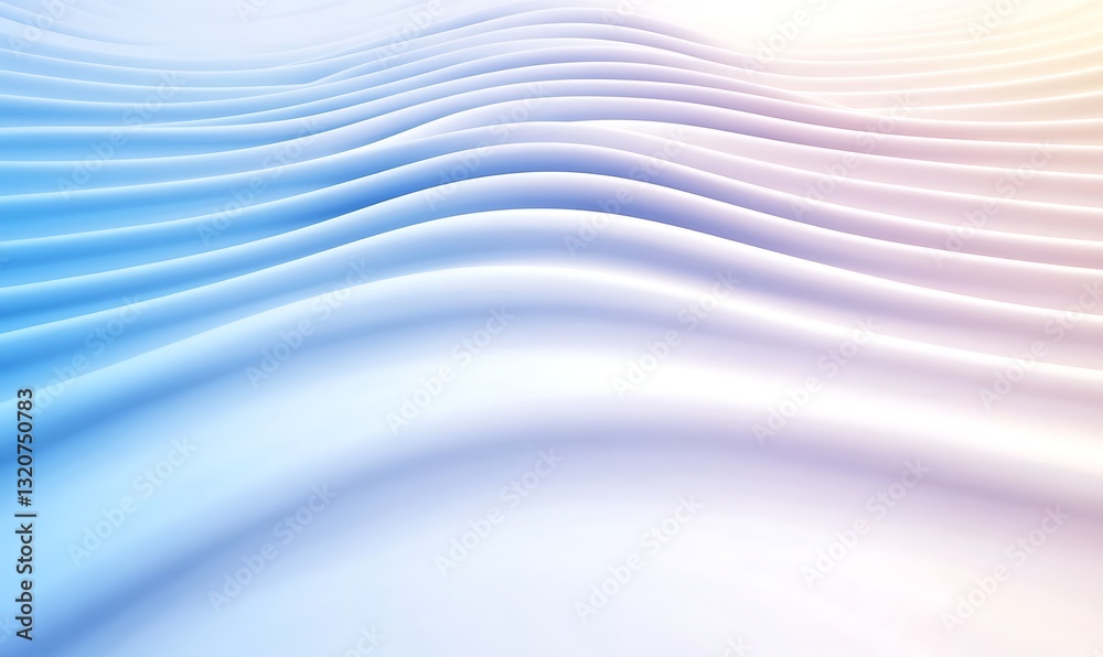 Poster abstract waves in soft blue and white tones create a serene, flowing design.