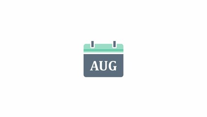 calendar - August icon illustration isolated vector design sign symbol 4k animated jpg