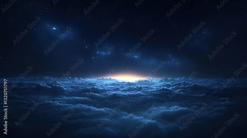 Aufkleber dark sky idea. a breathtaking view of a cloudy night sky illuminated by distant stars and light.