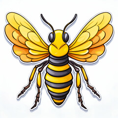 A Vibrant Cartoon Bumblebee, Buzzing With Life And Sunny Energy, Shown In A Detailed, Whimsical Illustration With Bold Black Outlines And Bright Yellow And Orange Hues