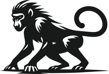 Baboon crouching low, ready to pounce animal vector