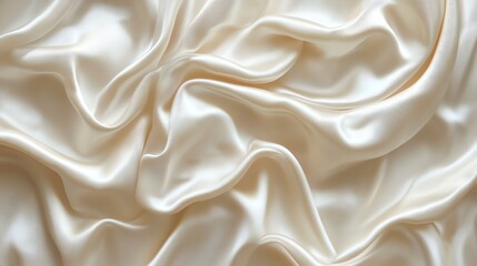 Fototapeta premium Elegant Cream Silk Fabric Texture with Soft Folds and Shiny Surface
