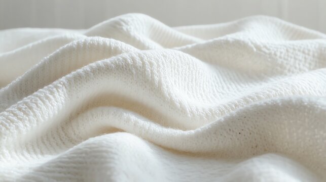 Soft Knitted Blanket Forming Gentle Waves with Neutral Tones