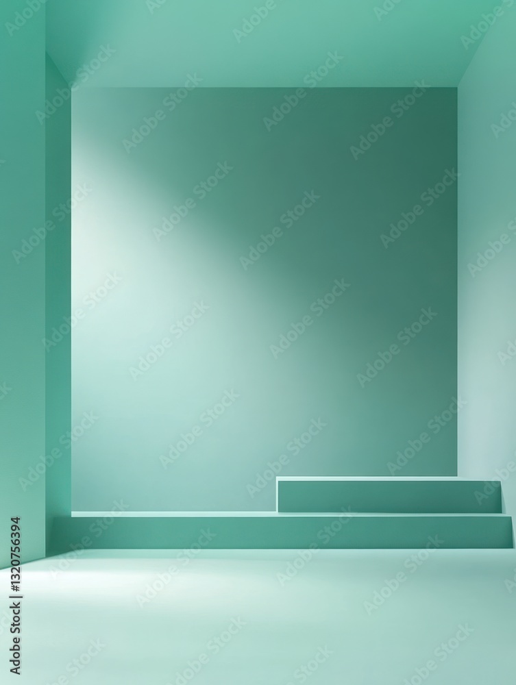 Poster minimalist studio backdrop teal abstract empty room for product display with soft lighting and a sim