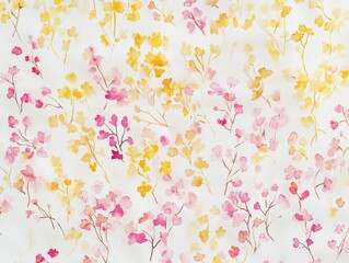 A watercolor painting of flowers with a yellow and pink background