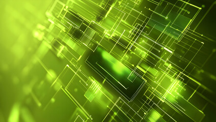 Green color palette in an abstract technology setting, creating a stimulating backdrop for digital presentations.