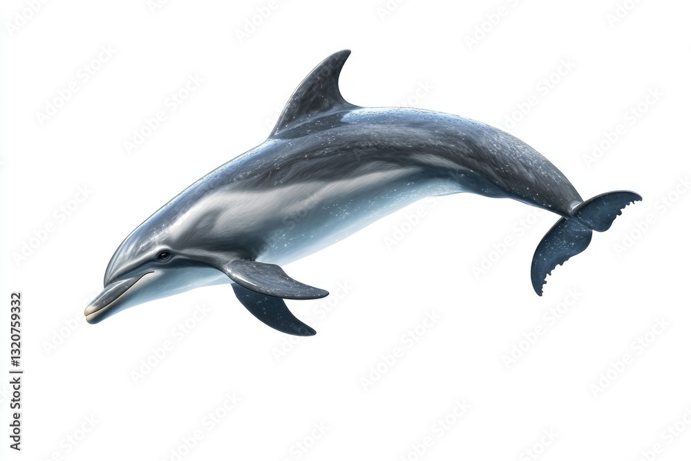Poster a dolphin leaping high into the air with splashes and ripples on the surface