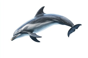 A dolphin leaping high into the air with splashes and ripples on the surface