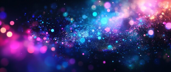Colorful cosmic particles twinkling in the night sky during a starlit evening in an expansive universe