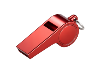 Red Metal Whistle on transparent Background