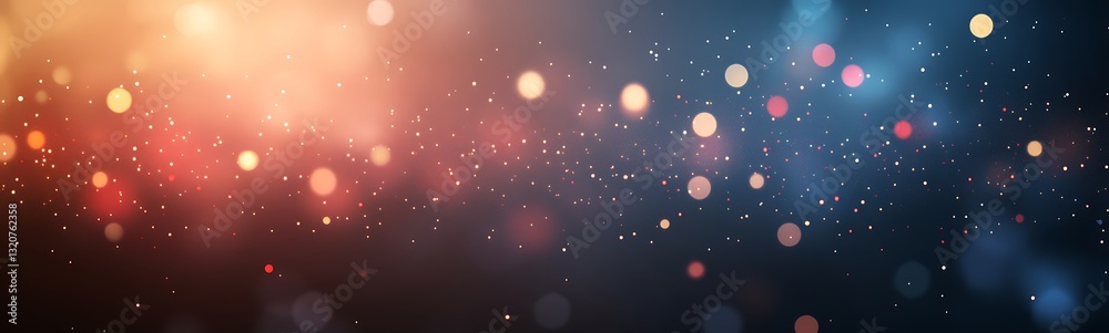 Poster Abstract background with blurred lights and particles in various colors.
