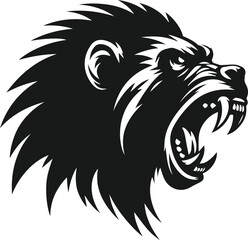Baboon baring its teeth aggressively animal vector