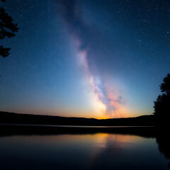 Fototapeta premium Starry Night Over a Quiet Lake